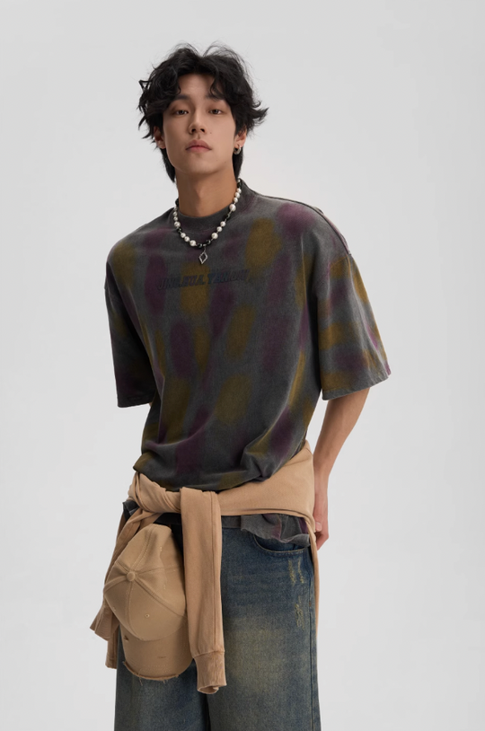 JHYQ Washed Old Worn Polka Dot Dye Tee