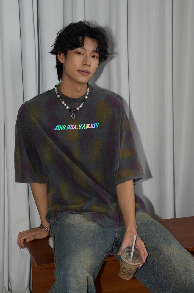 JHYQ Washed Old Worn Polka Dot Dye Tee