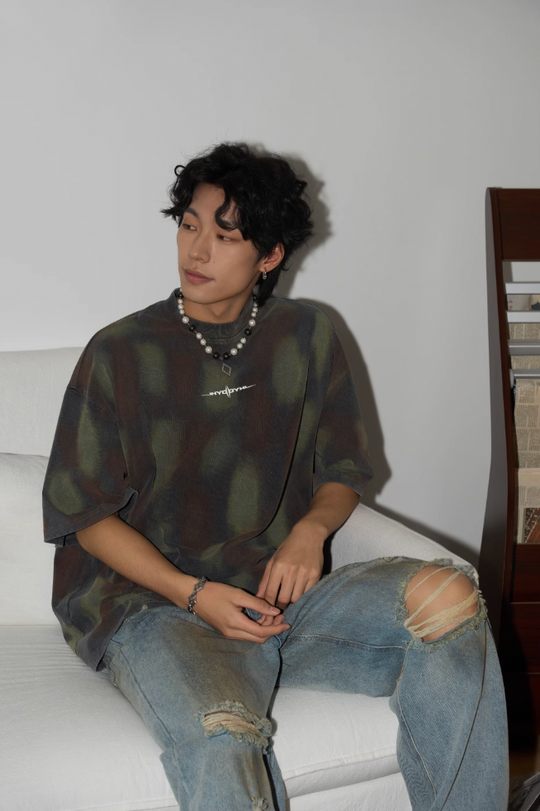 JHYQ Washed Old Worn Spots Dye Tee