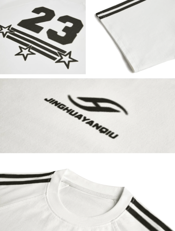 JHYQ Striped Shoulder Logo Printing Tee