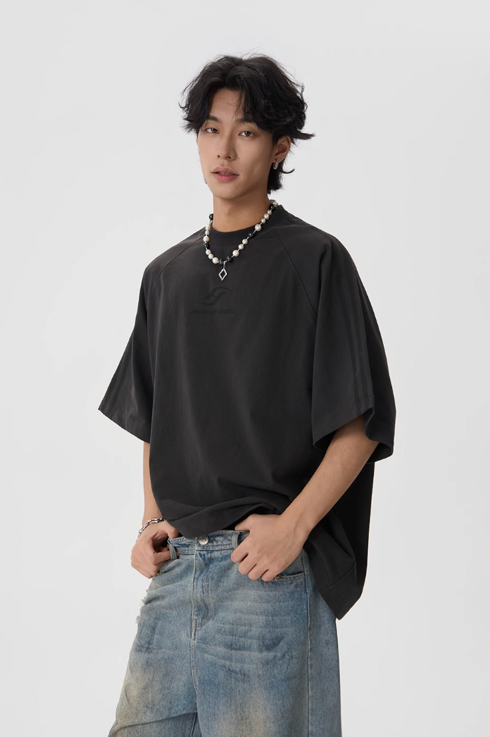 JHYQ Striped Shoulder Logo Printing Tee