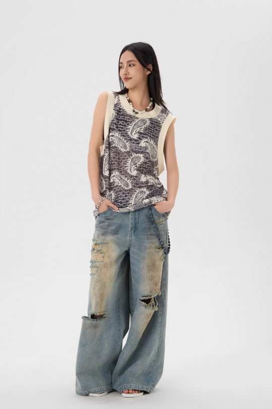 JHYQ Paisley Embroidered Tank Top Tee