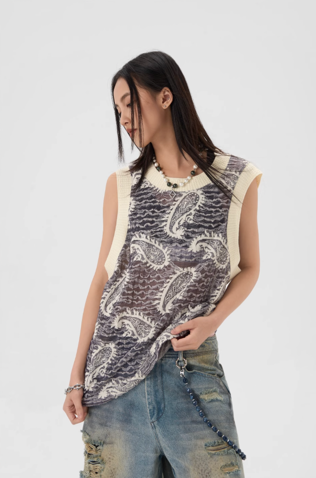 JHYQ Paisley Embroidered Tank Top Tee