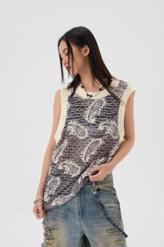 JHYQ Paisley Embroidered Tank Top Tee