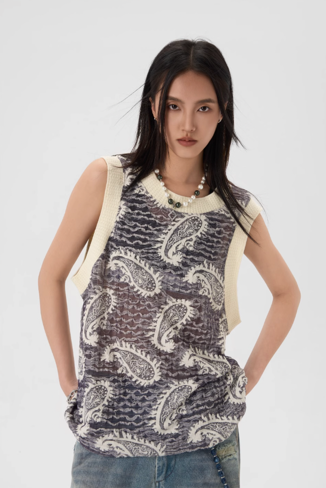 JHYQ Paisley Embroidered Tank Top Tee