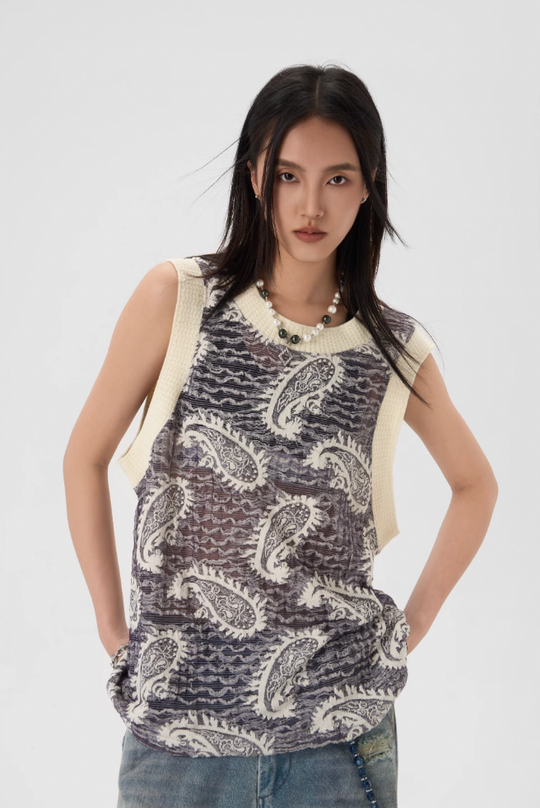 JHYQ Paisley Embroidered Tank Top Tee