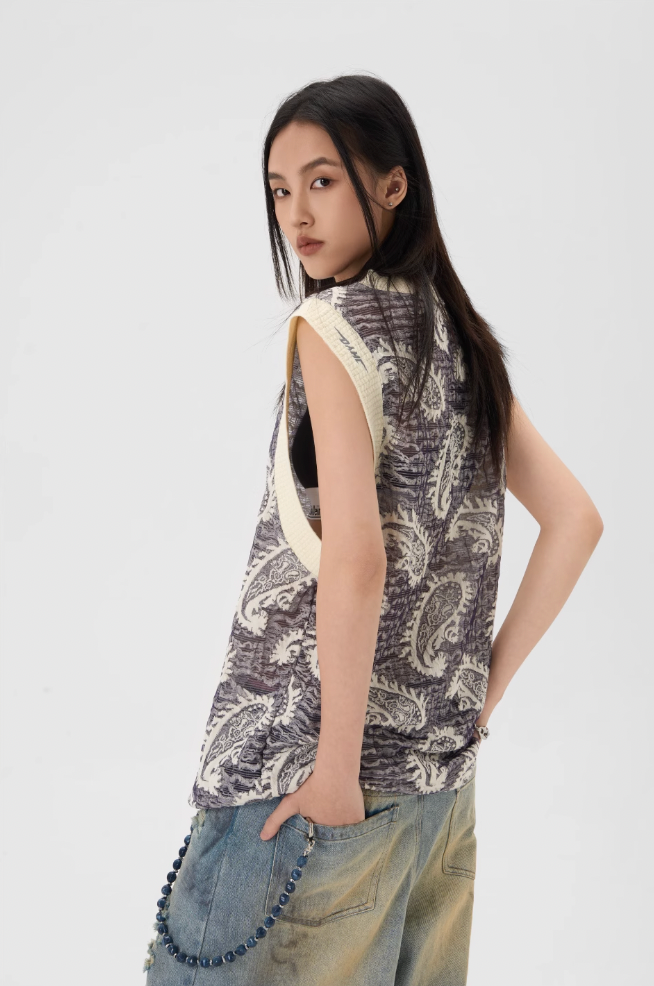 JHYQ Paisley Embroidered Tank Top Tee