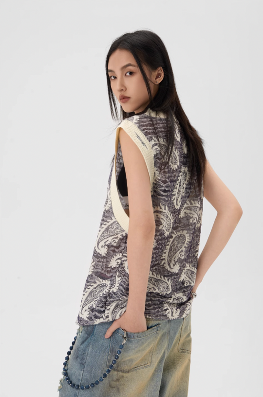 JHYQ Paisley Embroidered Tank Top Tee