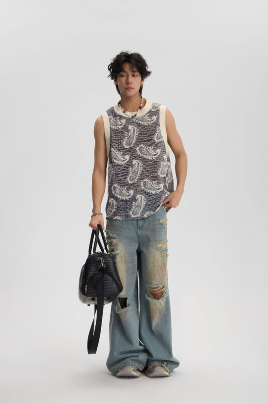 JHYQ Paisley Embroidered Tank Top Tee