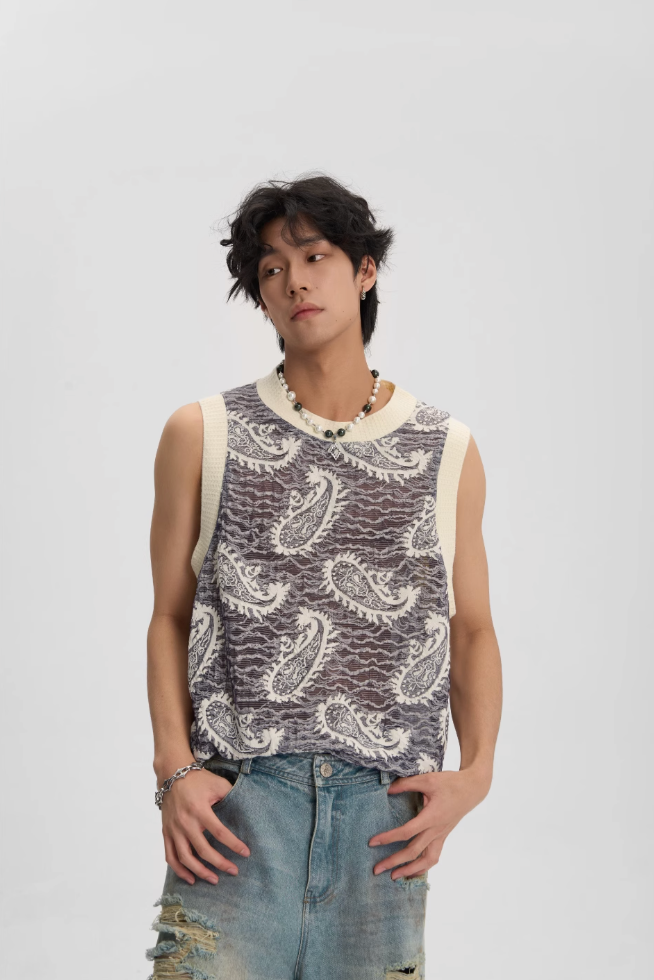 JHYQ Paisley Embroidered Tank Top Tee