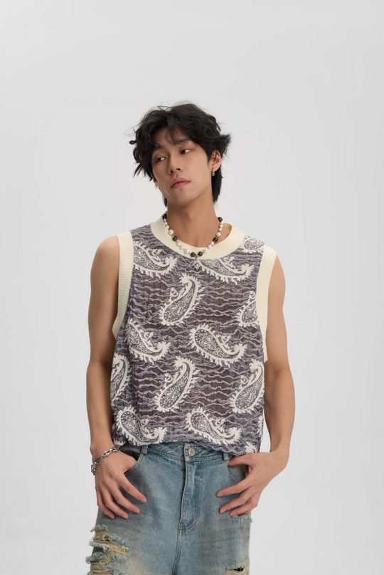 JHYQ Paisley Embroidered Tank Top Tee