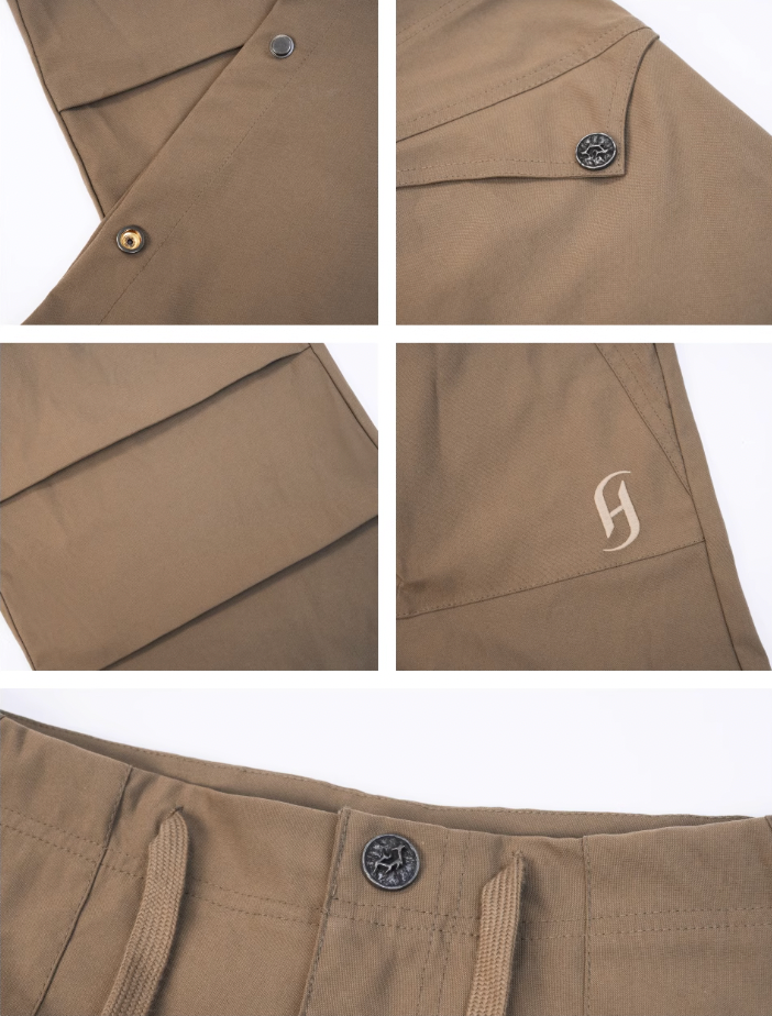 JHYQ Pleated Paratrooper Drawstring Work Pants