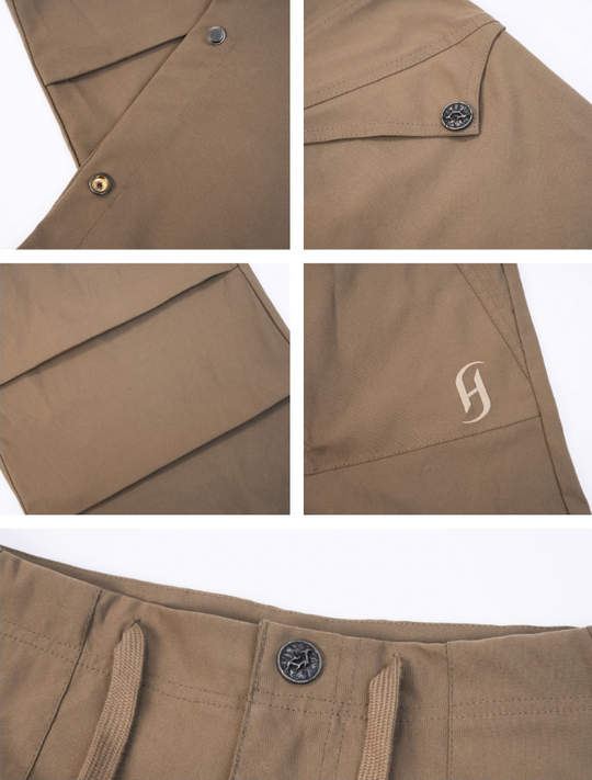 JHYQ Pleated Paratrooper Drawstring Work Pants