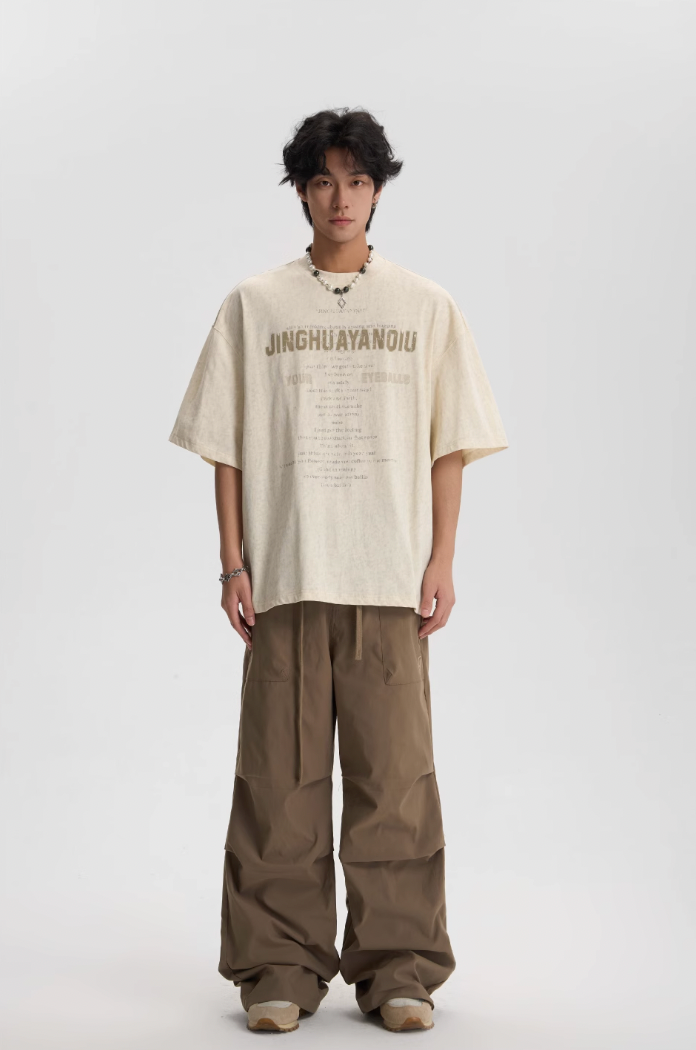 JHYQ Pleated Paratrooper Drawstring Work Pants