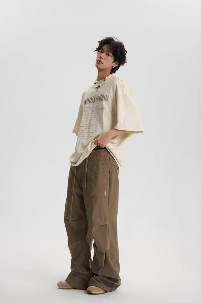 JHYQ Pleated Paratrooper Drawstring Work Pants