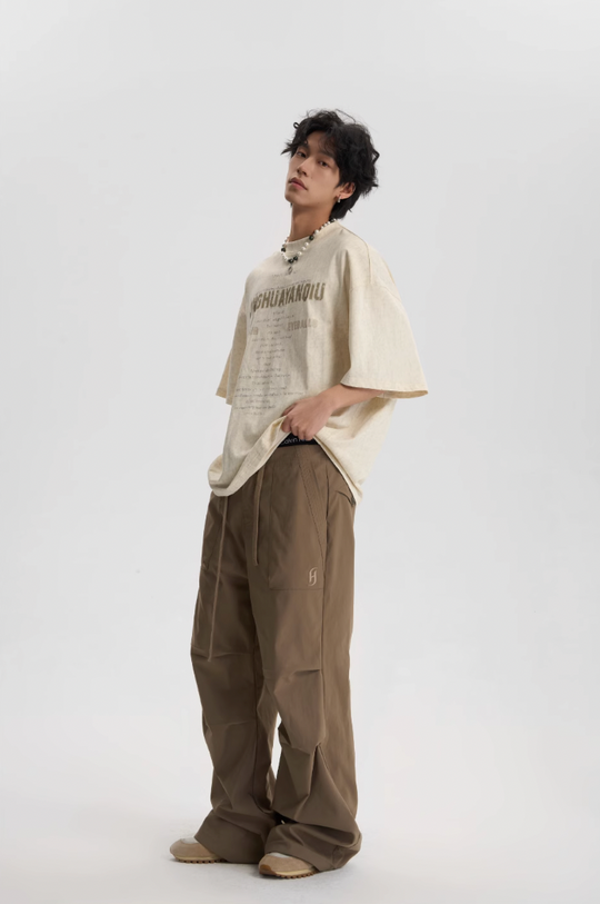 JHYQ Pleated Paratrooper Drawstring Work Pants