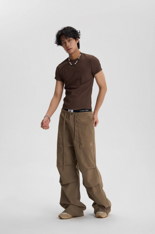 JHYQ Pleated Paratrooper Drawstring Work Pants