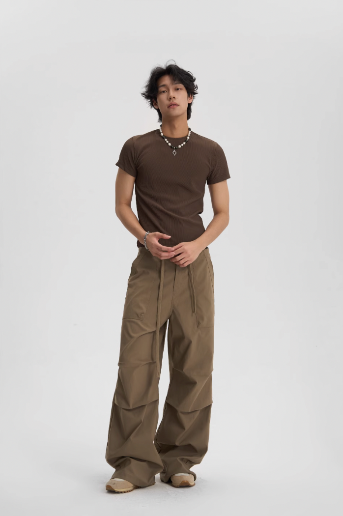 JHYQ Pleated Paratrooper Drawstring Work Pants