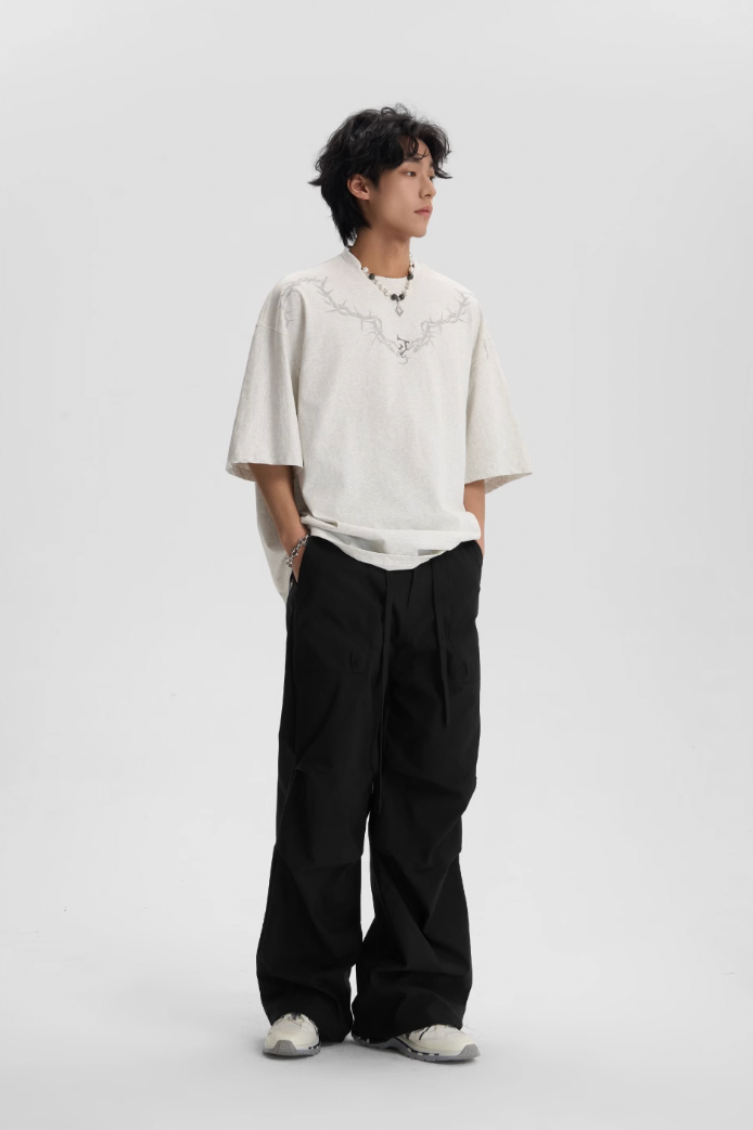 JHYQ Pleated Paratrooper Drawstring Work Pants