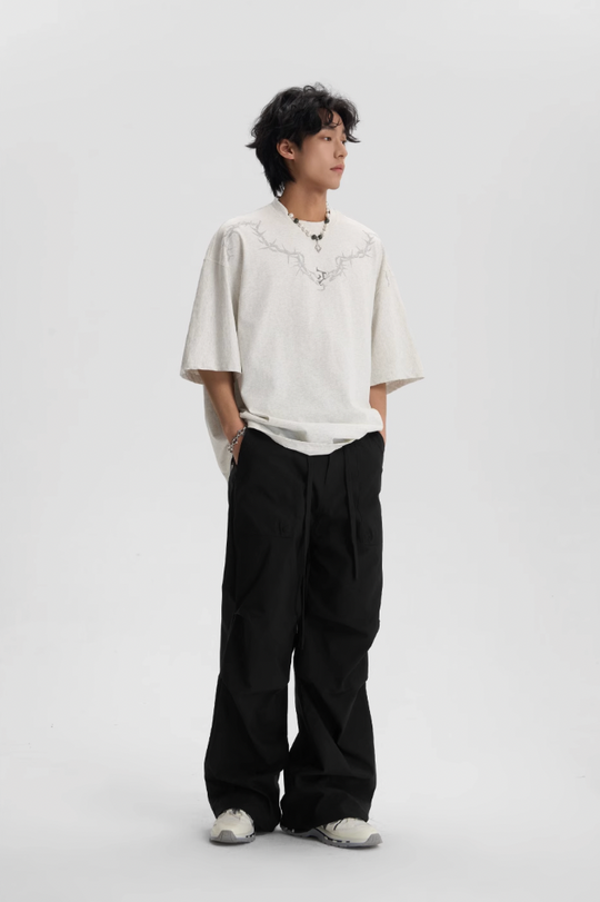 JHYQ Pleated Paratrooper Drawstring Work Pants