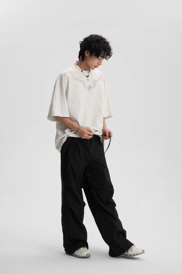 JHYQ Pleated Paratrooper Drawstring Work Pants