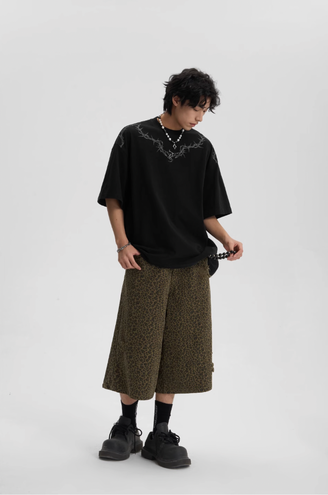 JHYQ Leopard Print Baggy Work Shorts