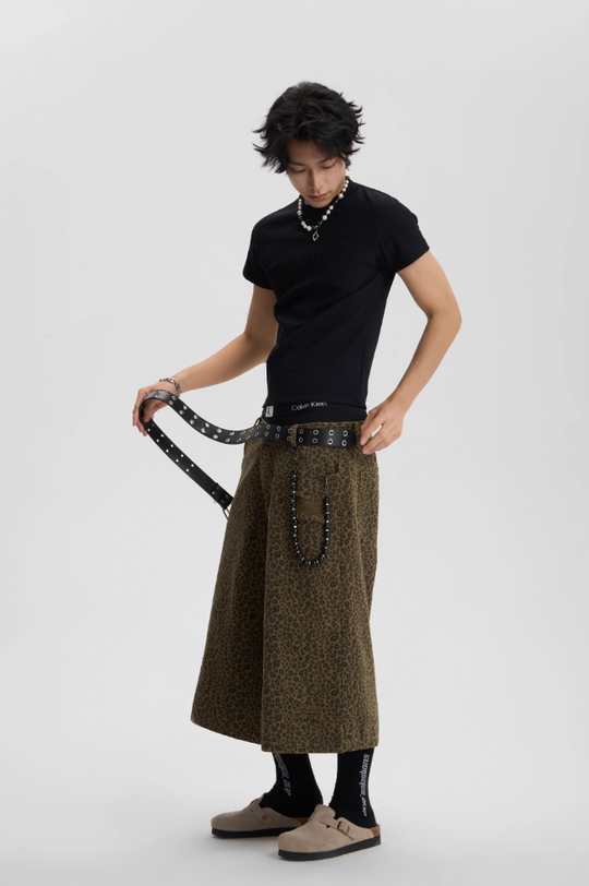JHYQ Leopard Print Baggy Work Shorts