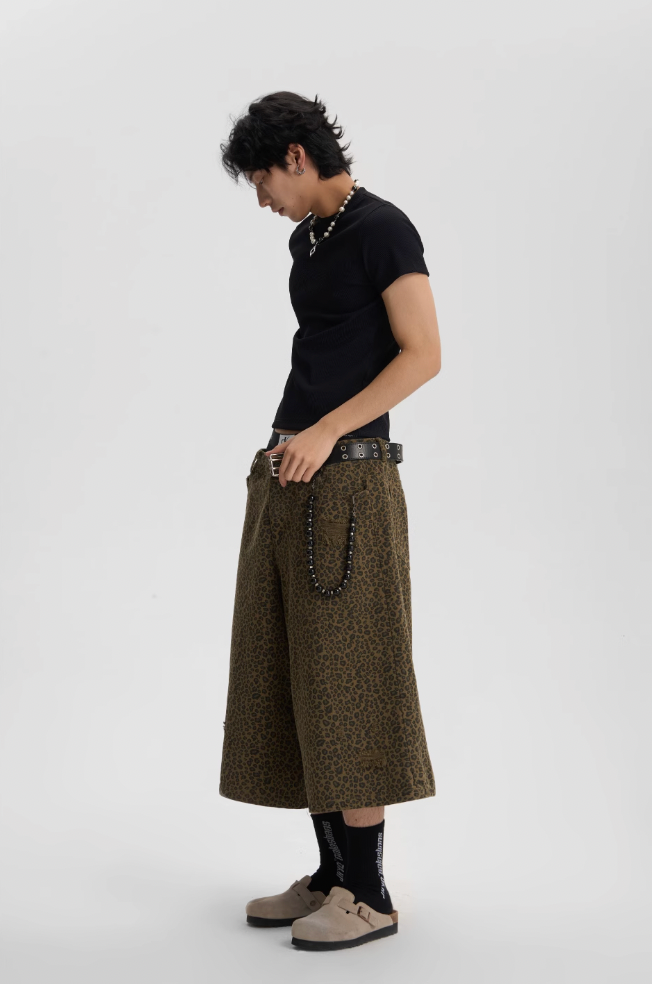 JHYQ Leopard Print Baggy Work Shorts