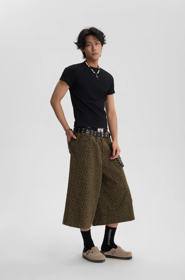 JHYQ Leopard Print Baggy Work Shorts
