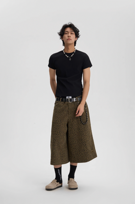 JHYQ Leopard Print Baggy Work Shorts