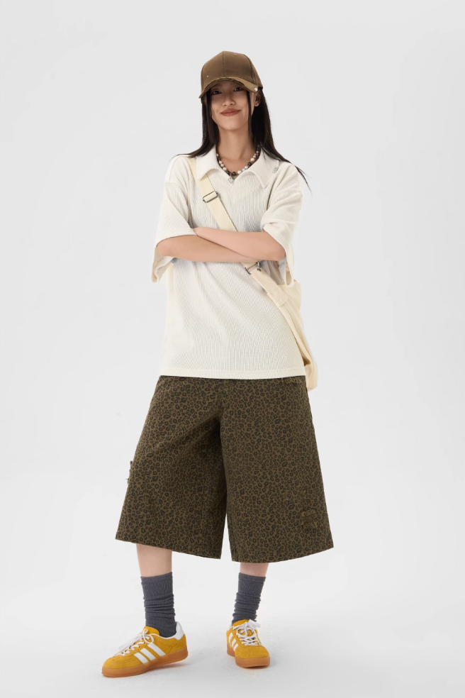 JHYQ Leopard Print Baggy Work Shorts