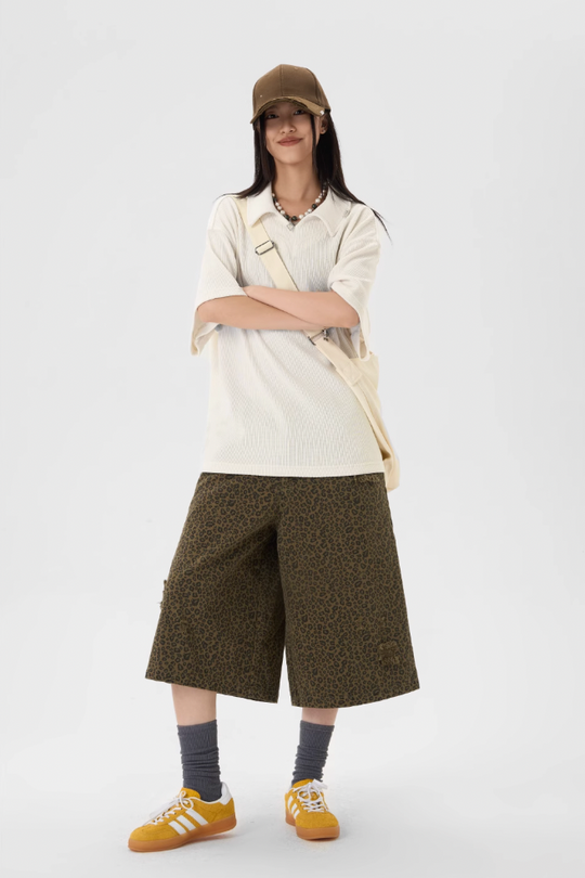 JHYQ Leopard Print Baggy Work Shorts