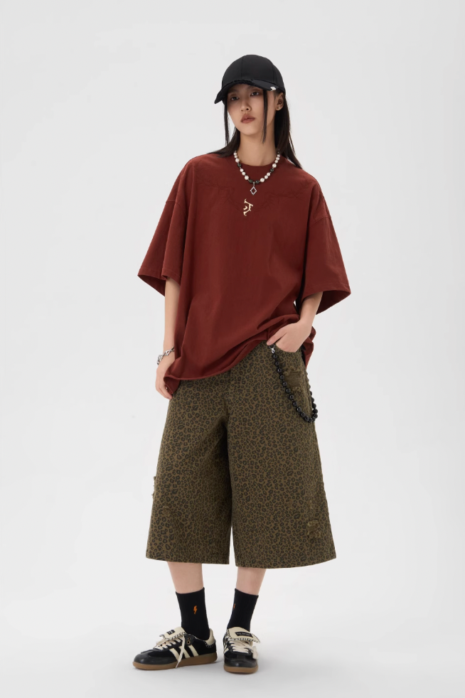 JHYQ Leopard Print Baggy Work Shorts