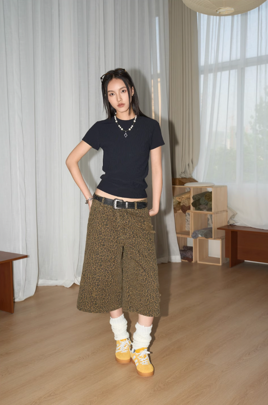 JHYQ Leopard Print Baggy Work Shorts