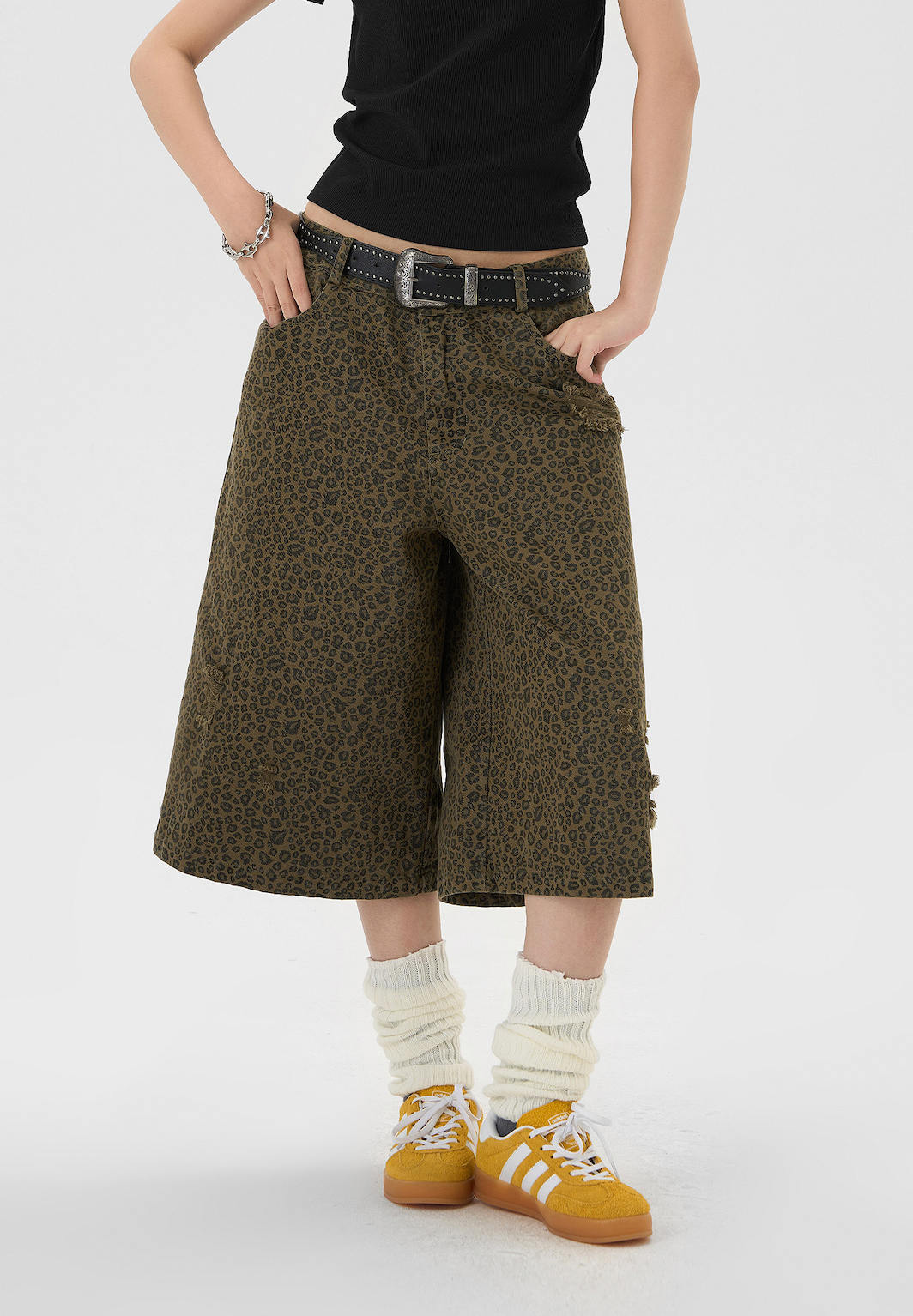 JHYQ Leopard Print Baggy Work Shorts