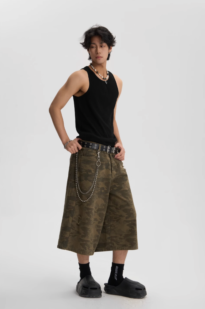 JHYQ Camouflage Print Baggy Work Shorts