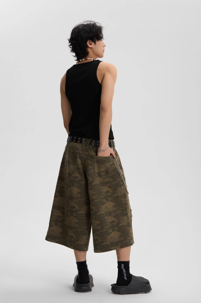 JHYQ Camouflage Print Baggy Work Shorts