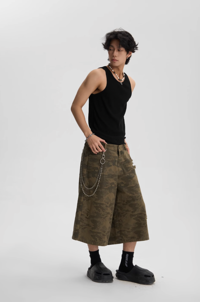 JHYQ Camouflage Print Baggy Work Shorts