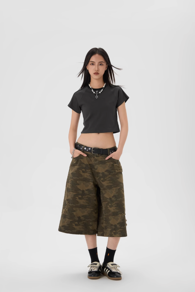 JHYQ Camouflage Print Baggy Work Shorts
