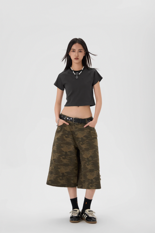 JHYQ Camouflage Print Baggy Work Shorts