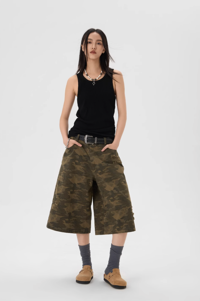 JHYQ Camouflage Print Baggy Work Shorts