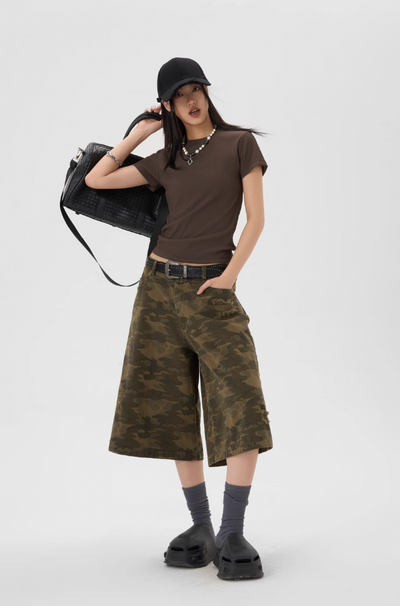 JHYQ Camouflage Print Baggy Work Shorts
