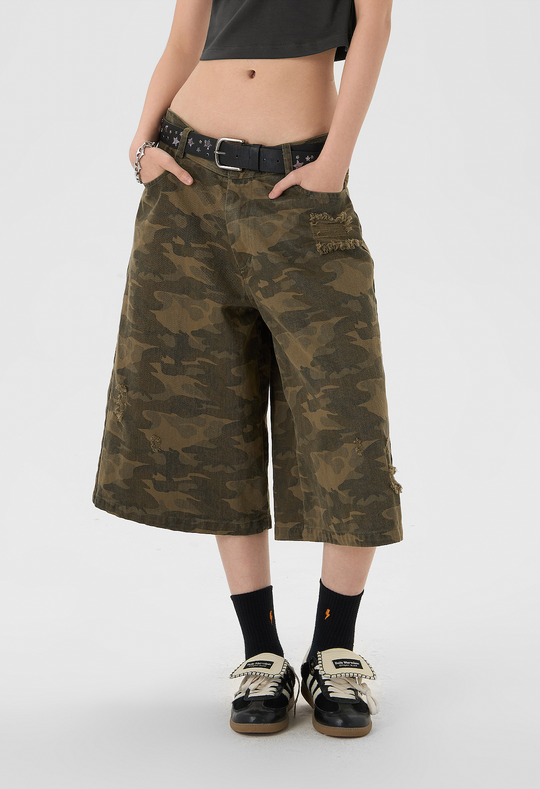 JHYQ Camouflage Print Baggy Work Shorts