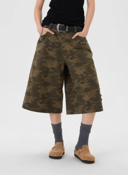 JHYQ Camouflage Print Baggy Work Shorts