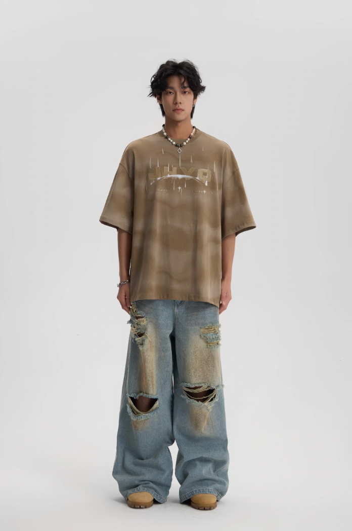 JHYQ Washed Distressed Ripped Baggy Jeans