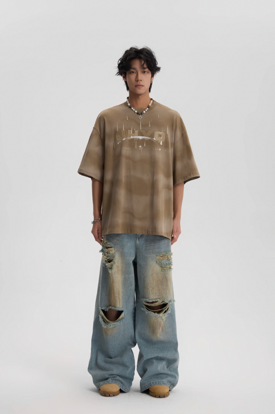 JHYQ Washed Distressed Ripped Baggy Jeans