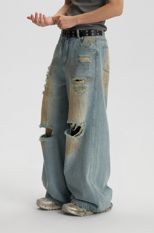JHYQ Washed Distressed Ripped Baggy Jeans