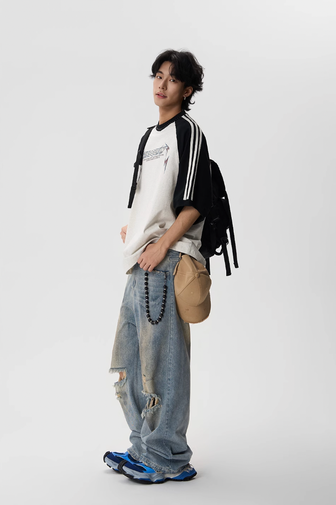 パンツ MENES JHYQ Dirty Baggy denim 完売品】Menes JHYQ Dirty Baggy denim デニムパンツ