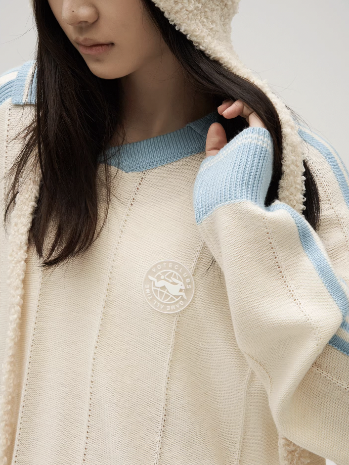 VOTE Multicolor Striped Polo Collar Knit Sweater