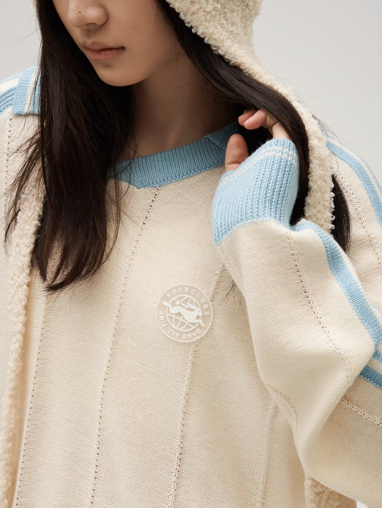 VOTE Multicolor Striped Polo Collar Knit Sweater